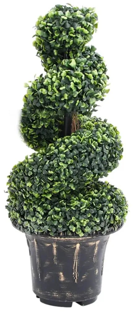 zöld spirálalakú cserepes műpuszpáng 89 cm