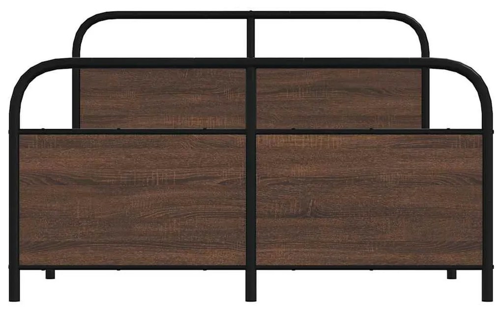 barna tölgy színű fém ágykeret matrac nélkül 137 x 190 cm