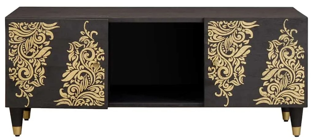 vidaXL Dohányzóasztal Fekete 100 x 54 x 40 cm Tömör Mangófát