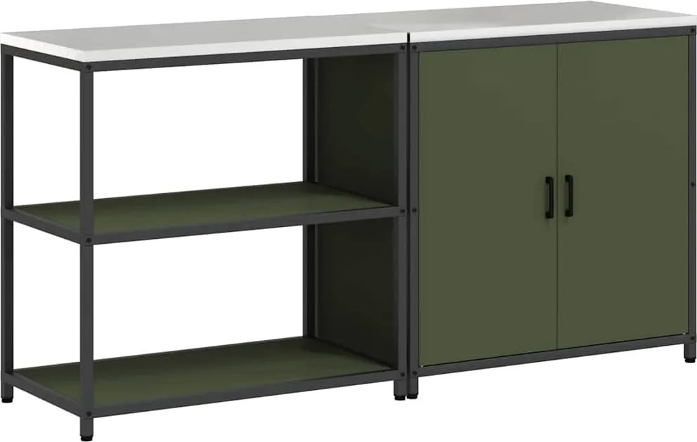 vidaXL Konyhai Tároló Készlet 2 pcs Olajzöld Hidegen hengerelt acél