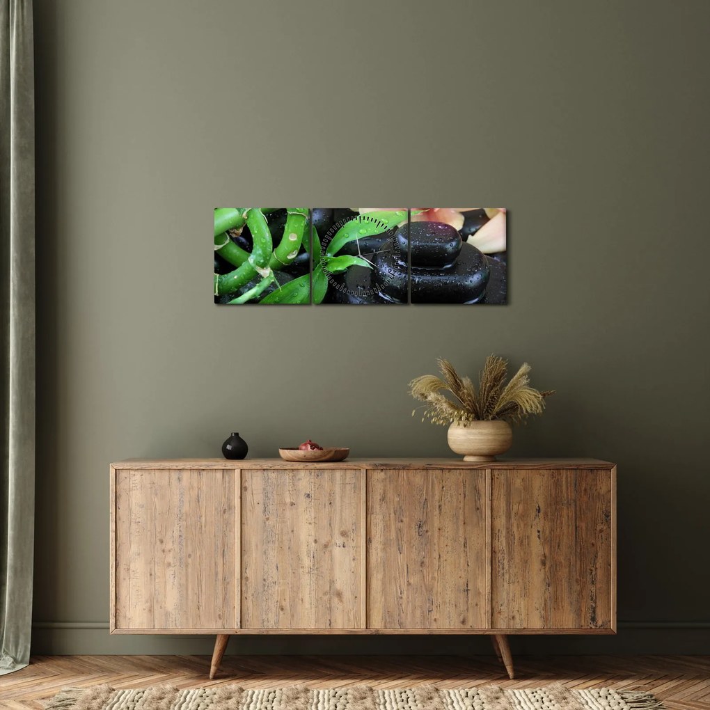 Kép - Kövek és orchideák (órával) (90x30 cm)