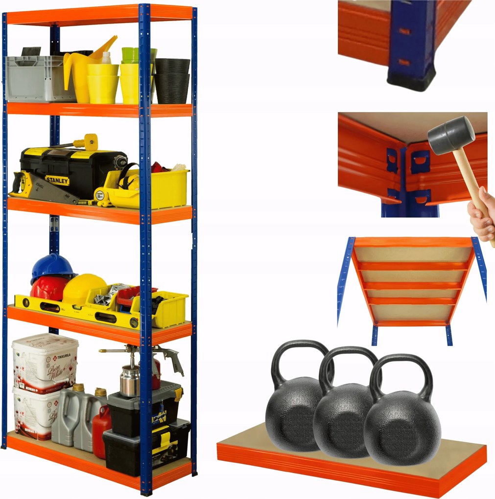 Tárolószekrény fém állvány Helios 180x100x45cm 5Px350kg Tartós Lengyel