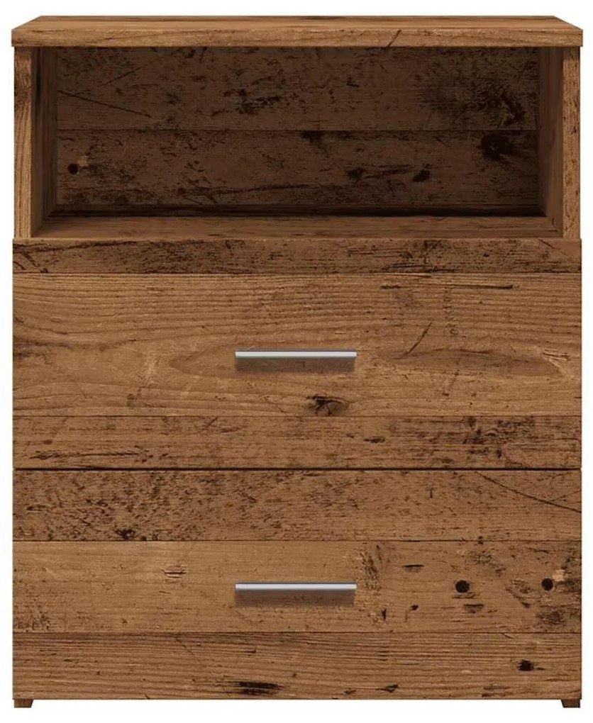 2 db antik fa színű szerelt fa éjjeliszekrény 50 x 32 x 60 cm