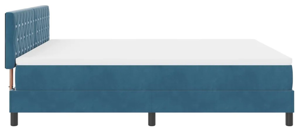 Boxspring Ágy Matrac LED-del Sötét Kék 180x200 cm Bársony