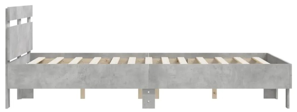 betonszürke szerelt fa ágykeret fejtámlával 120x200 cm
