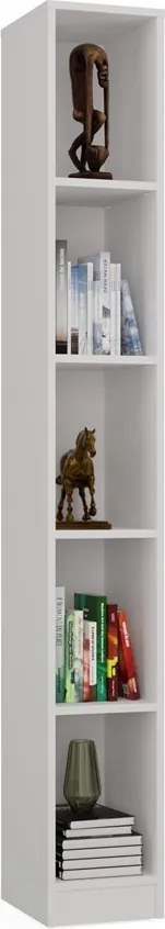 R25 polcos szekrény, könyvtartó, 25x182x30 cm, fehér