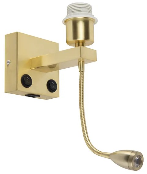Art Deco fali lámpa arany USB-vel és rugalmas karral - Brescia Combi