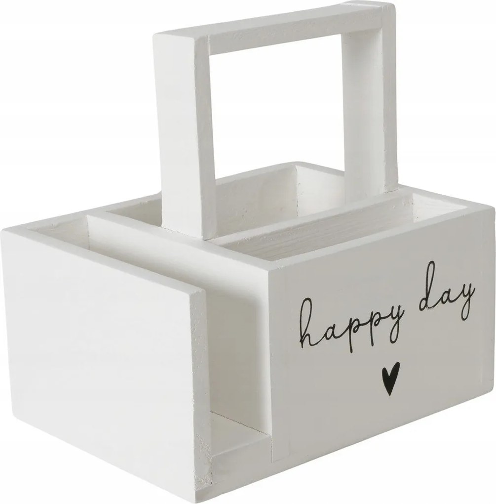 Fa Konyhai Edényrendező Fehér, Fogantyúval 20 X 20 X 15 CM