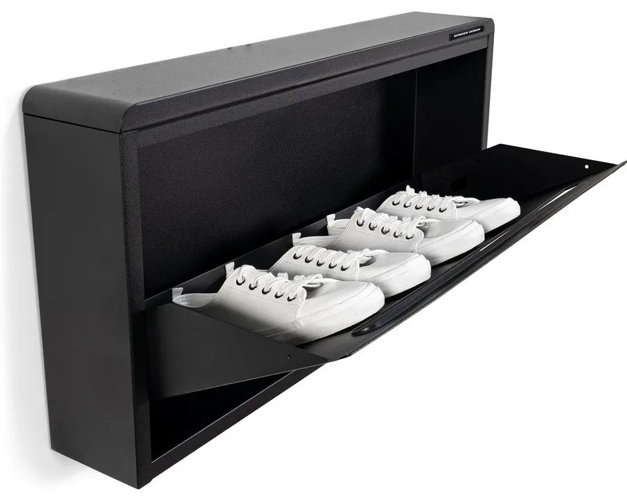 Fekete fém billenő ajtós-függő cipőtartó 75x38x13 cm Mario – Spinder Design