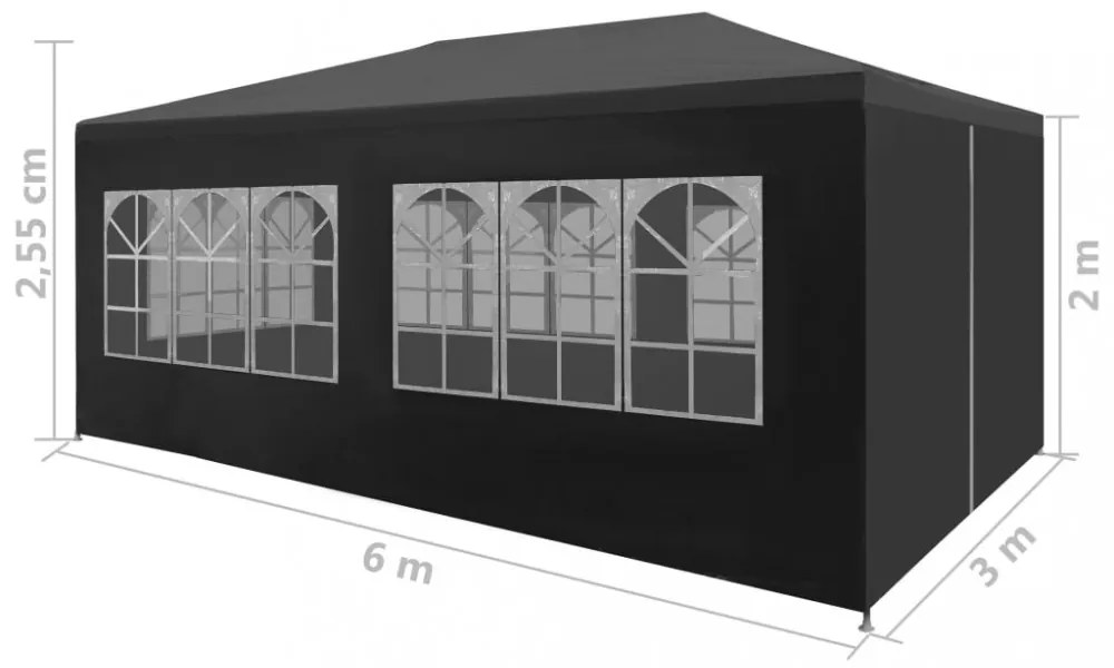 antracitszürke partisátor 3 x 6 m