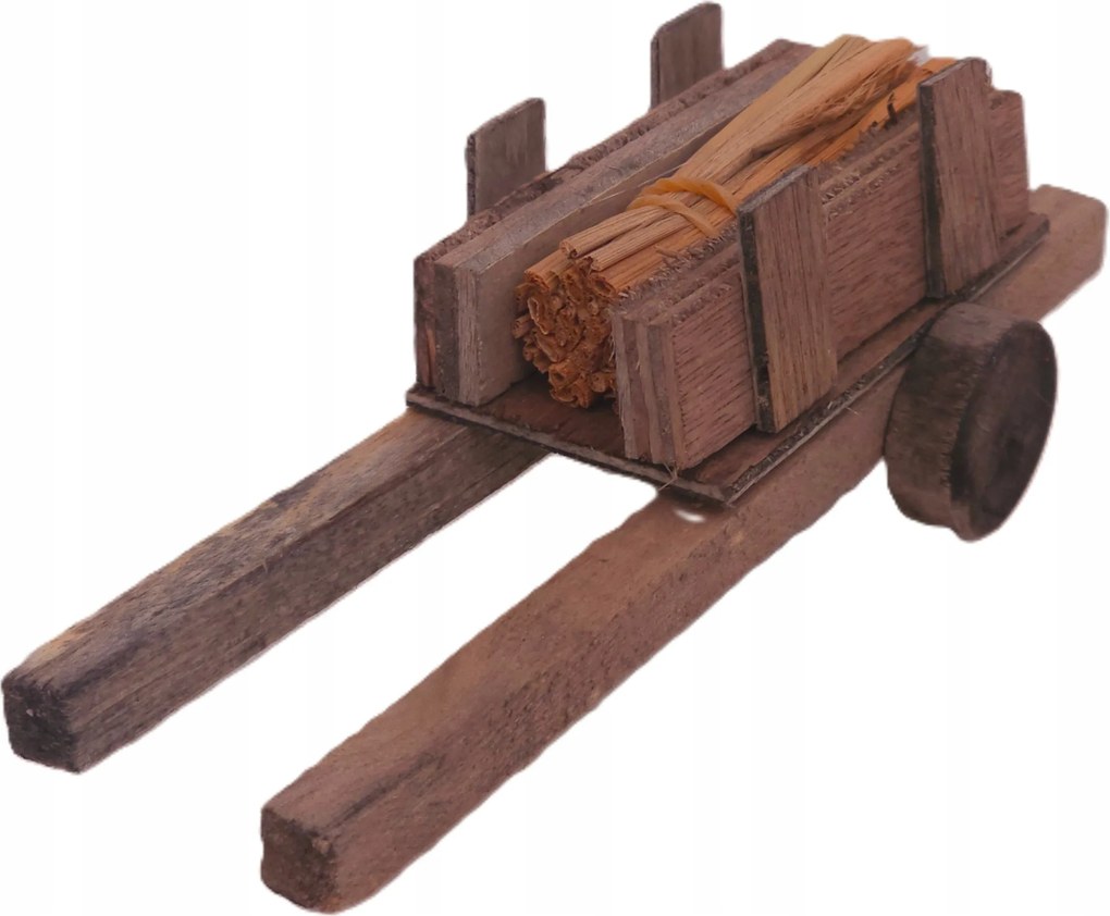 Fából Készült Bambusz Utánfutó Betlehemhez- 13cm hosszú 11-13cm-es figurákhoz