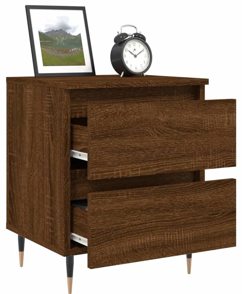 2 db barna tölgyszínű éjjeliszekrény 40 x 35 x 50 cm