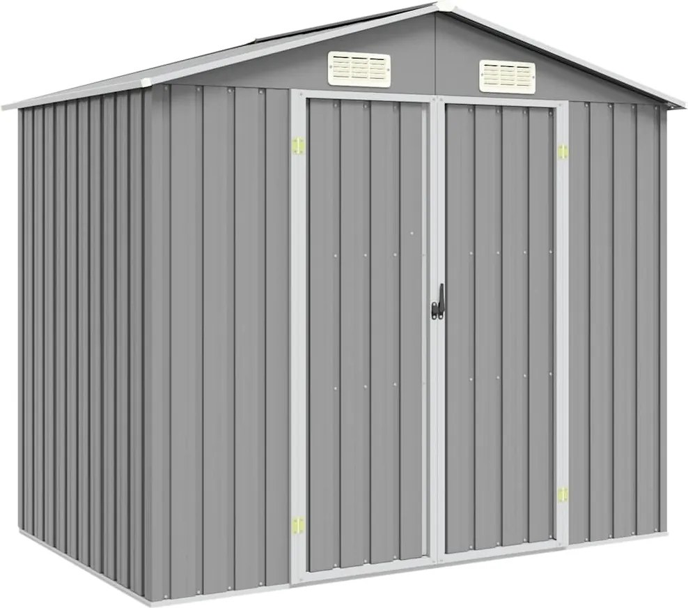 vidaXL szürke horganyzott acél kerti fészer 205 x 129 x 183 cm