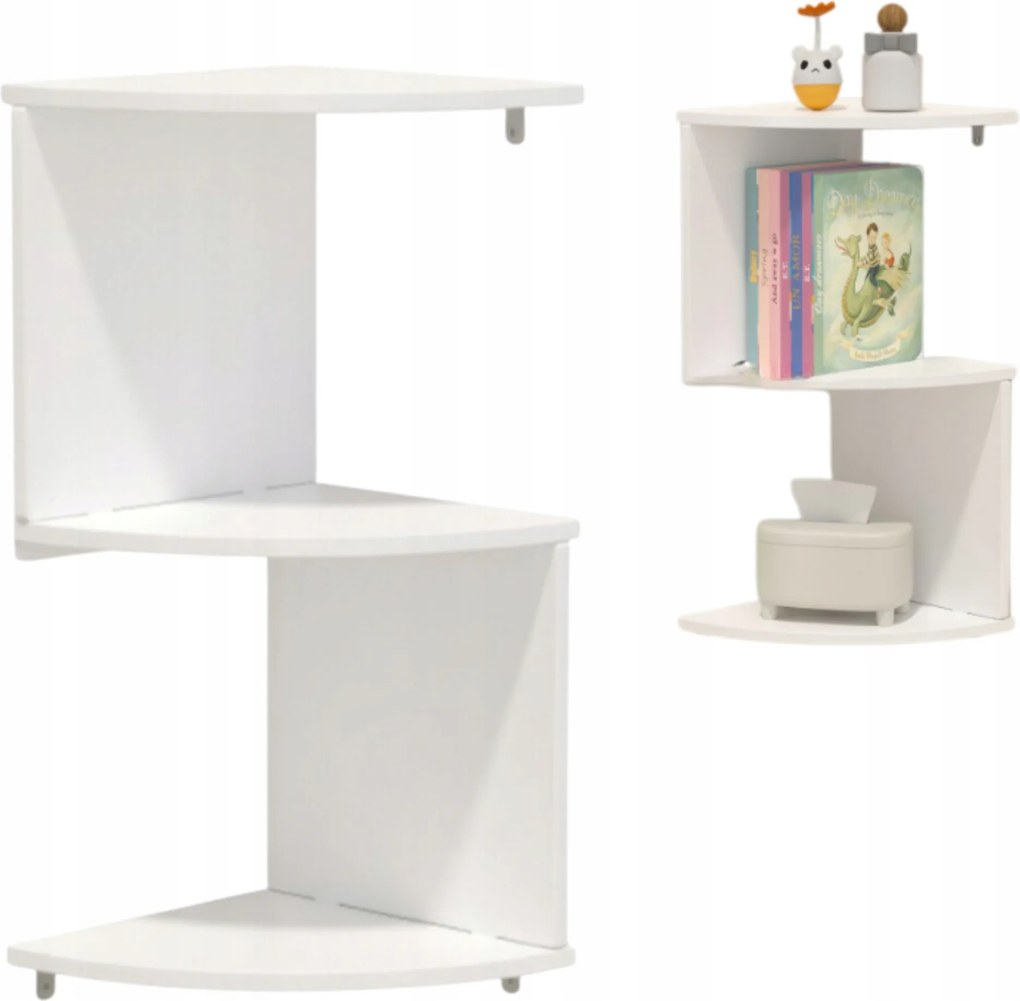 Függő Fali Polc Cikk-cakk kétszintes sarok 39cm könyves játék