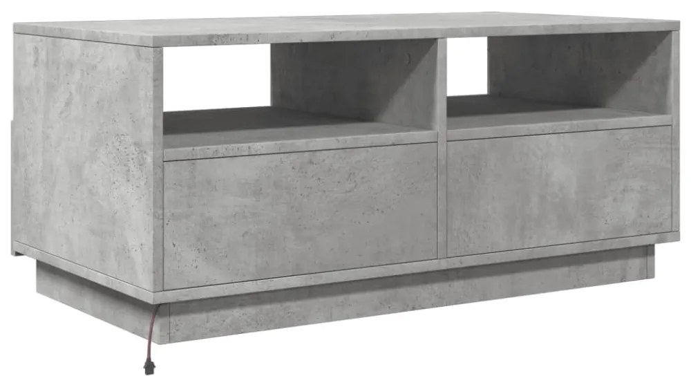 betonszürke dohányzóasztal LED-lámpákkal 90x49x40 cm