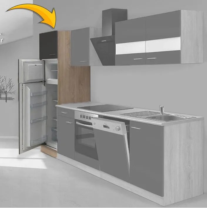 Hagen60 Beépíhető közepes hűtősszekrény Több színben! Sonoma - Antracit N