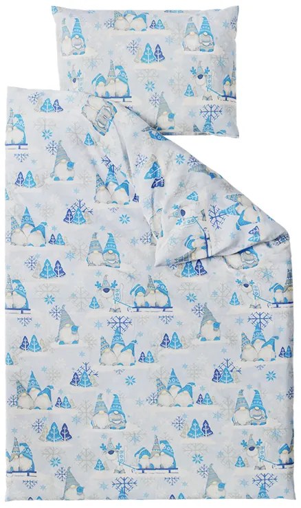 KARÁCSONYI MANÓ kék pamut ágyneműhuzat Ágyneműhuzat mérete: 70 x 90 cm | 140 x 200 cm