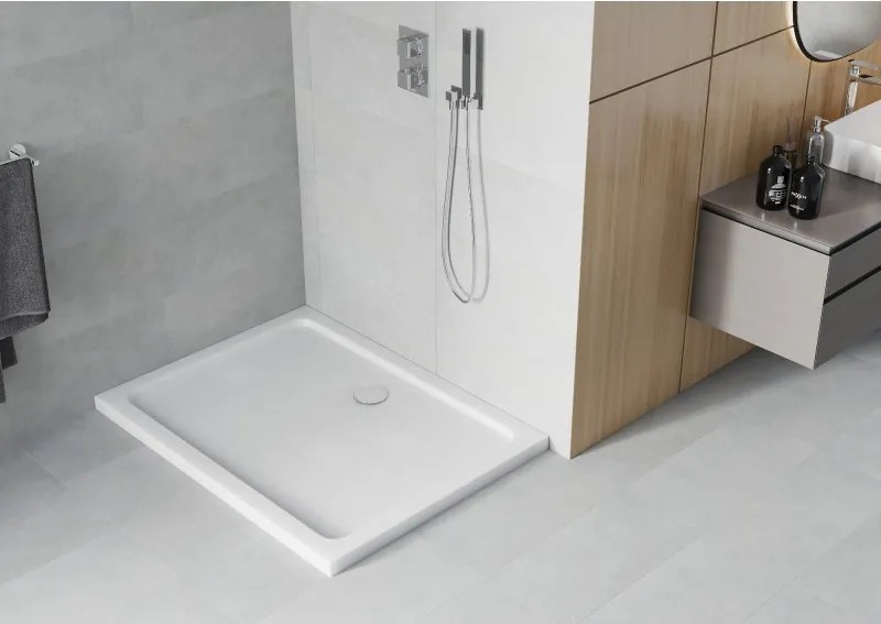 Mexen Flat téglalap alakú slim zuhanytálca 110 x 80 cm, fehér, króm szifon - 40108011