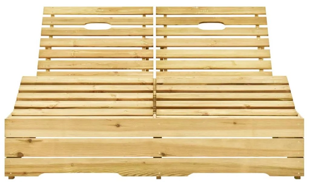 Impregnált fenyőfa kétszemélyes napozóágy szürke párnákkal