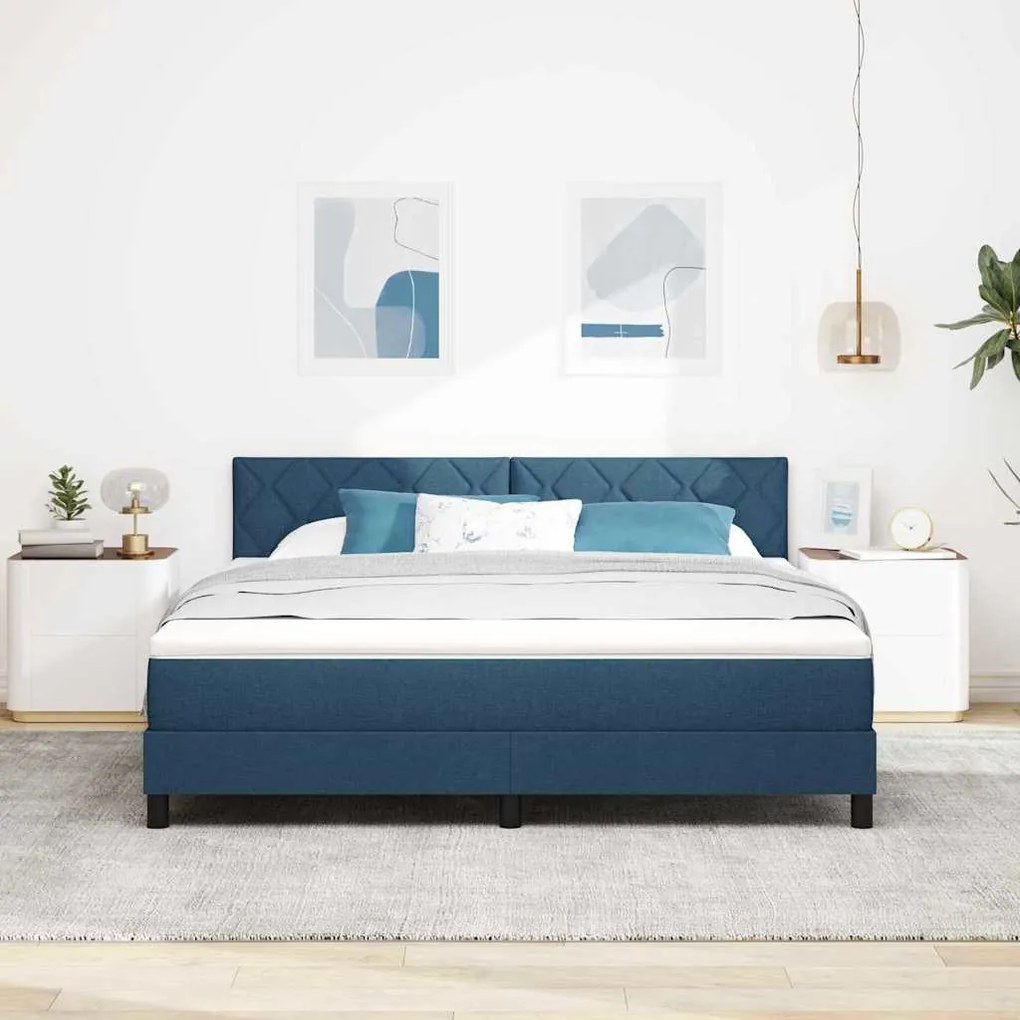Boxspring ágy matraccal matracmal Kék 180 x 200 cm szövet