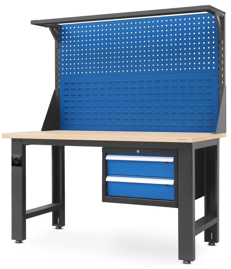 Munkapad LOGAN, 1500 x 1700 x 750 mm, antracis-kék