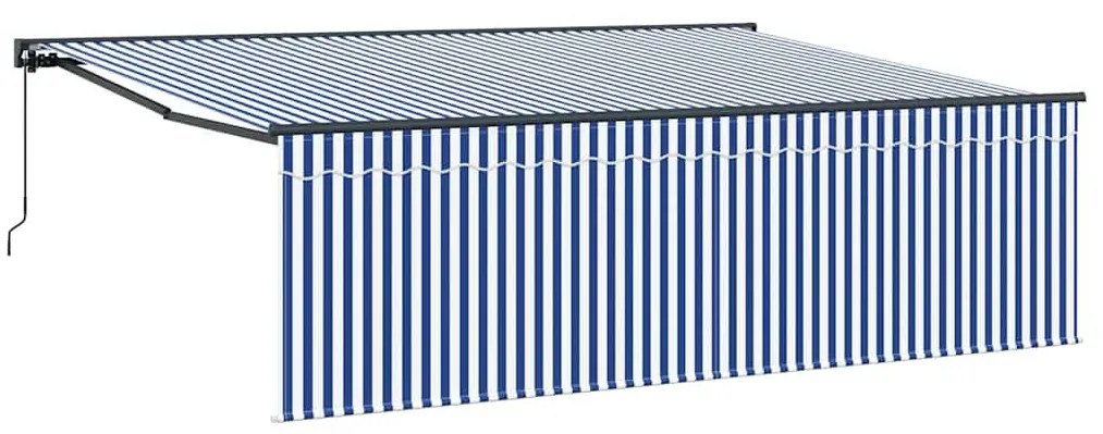 Behúzható napellenző Kék és fehér 450 × 300 cm szövet