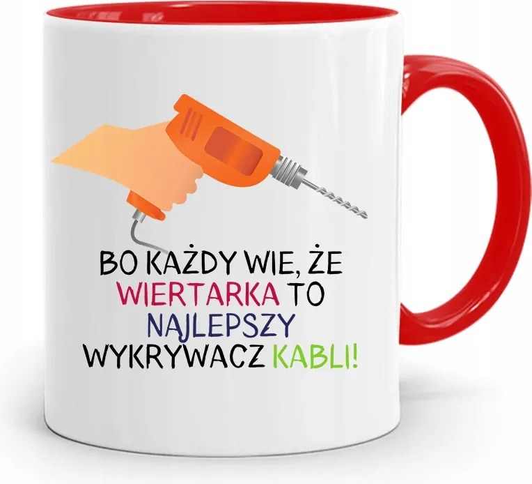Piros Építőipari Bögre Barkácsoló Szakember Ajándék fényképes nyomtatással