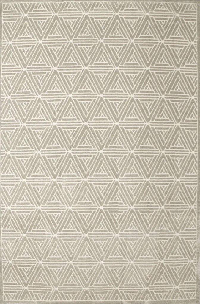 200x290 cm Modern Kétszintes Teno Szőnyeg Bézs Krémszínű Háromszögekkel