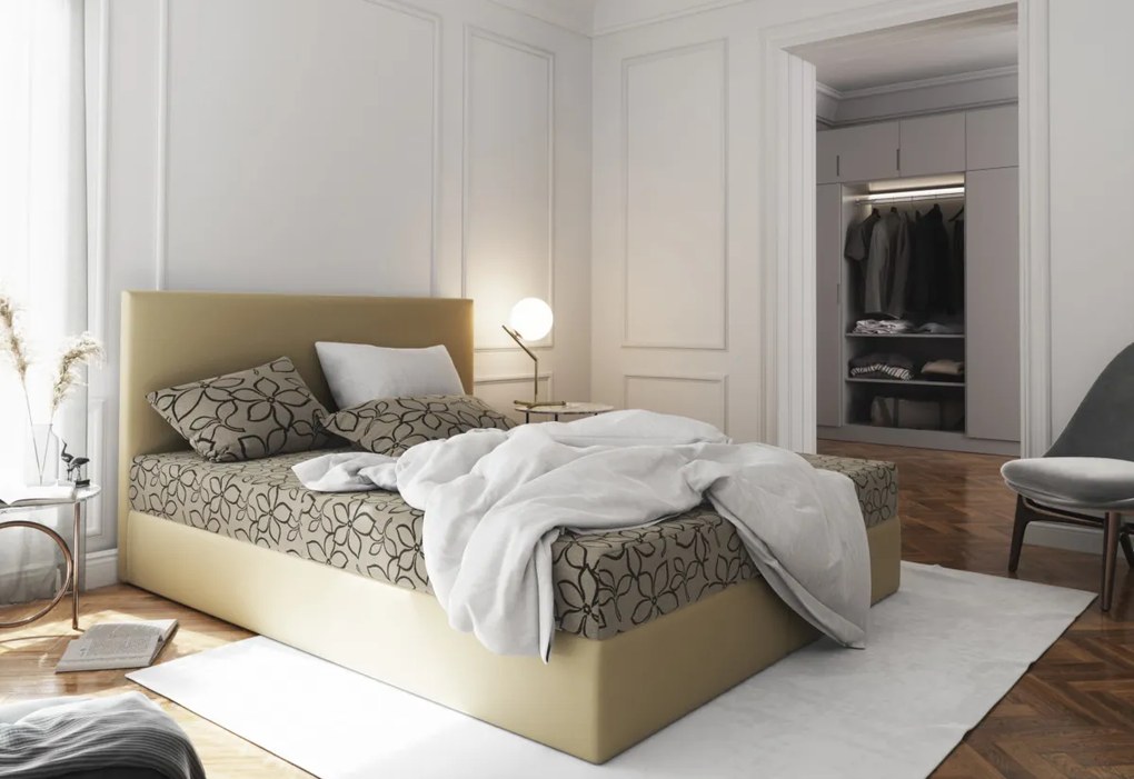 ELONA 2 kárpitozott boxspring ágy, 90x200, flowes 83/sioux barna, jobb