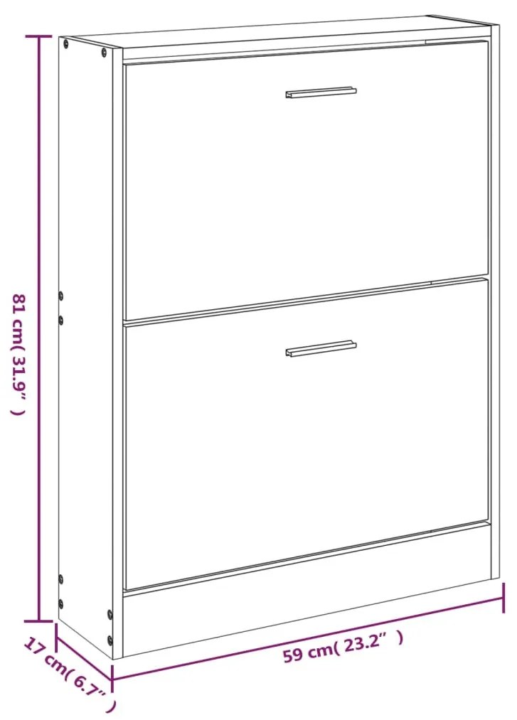 betonszürke szerelt fa cipőszekrény 59 x 17 x 81 cm