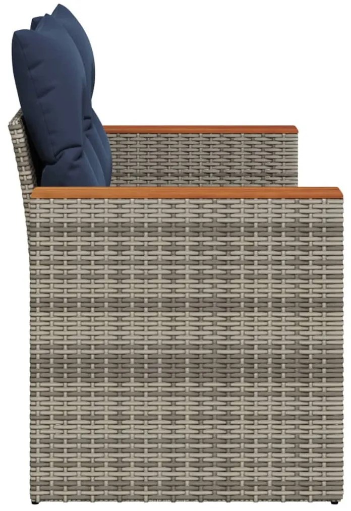 kétszemélyes szürke polyrattan kerti kanapé párnákkal