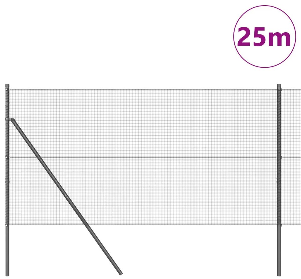 Hegesztett huzalos kerítés 13 oszloppal Szürke 1.2x25 m Acél
