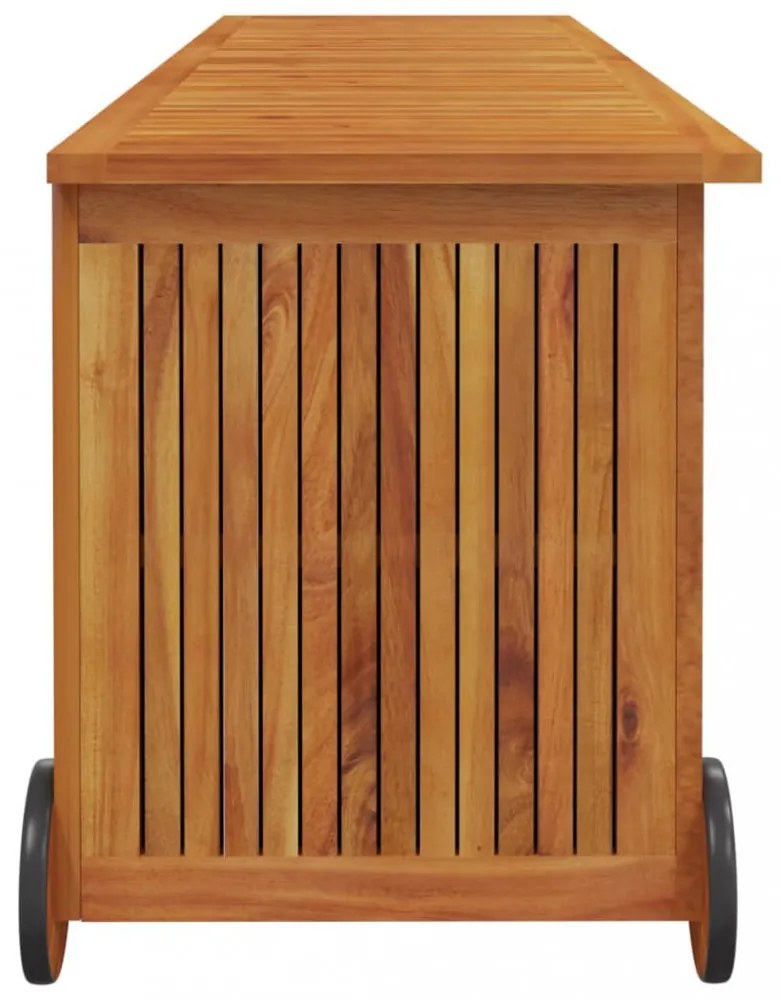 tömör akácfa kerti tárolóláda kerekekkel 150 x 50 x 58 cm