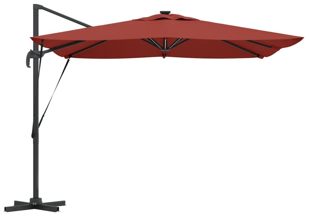 Roma Cantilever Napernyő LED lámpákkal, terrakotta - 286 x 285 x 270 cm, alumínium.
