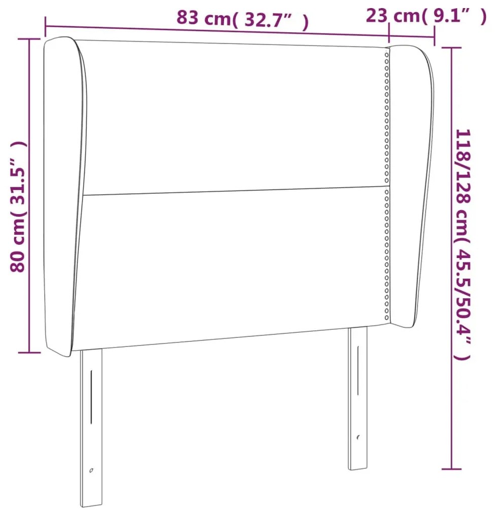 sötétkék bársony fejtámla szárnyakkal 83 x 23 x 118/128 cm