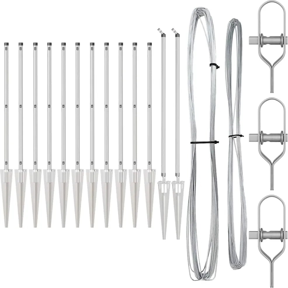 vidaXL Kerítésoszlop 13 pcs Ezüst Acél