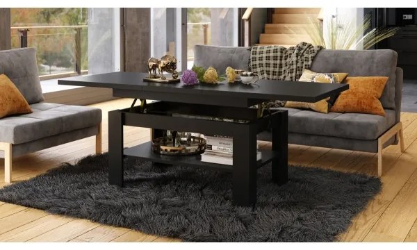 Bővíthető konferencia/étkezőasztal emelhető asztallappal ROY fekete