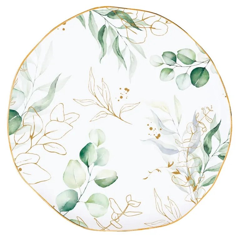 18 részes prémium porcelán étkészlet levél mintás Botanique