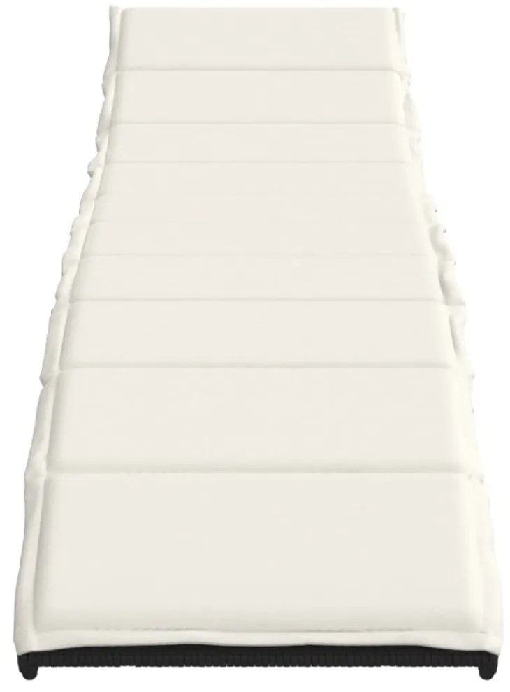 fekete polyrattan napozóágy párnával 55x199x50 cm