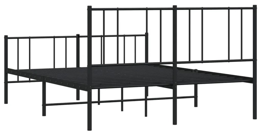 fekete fém ágykeret fej- és lábtámlával 120 x 200 cm