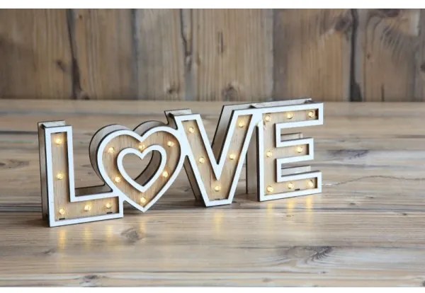 Globo 29976 - LED asztali lámpa LOVE 24xLED/0,06W/3xAA nyárfa