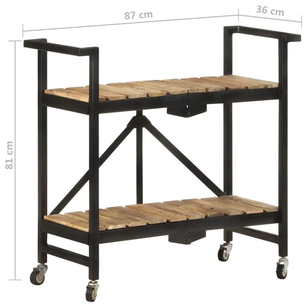 tömör mangófa zsúrkocsi 87 x 36 x 81 cm