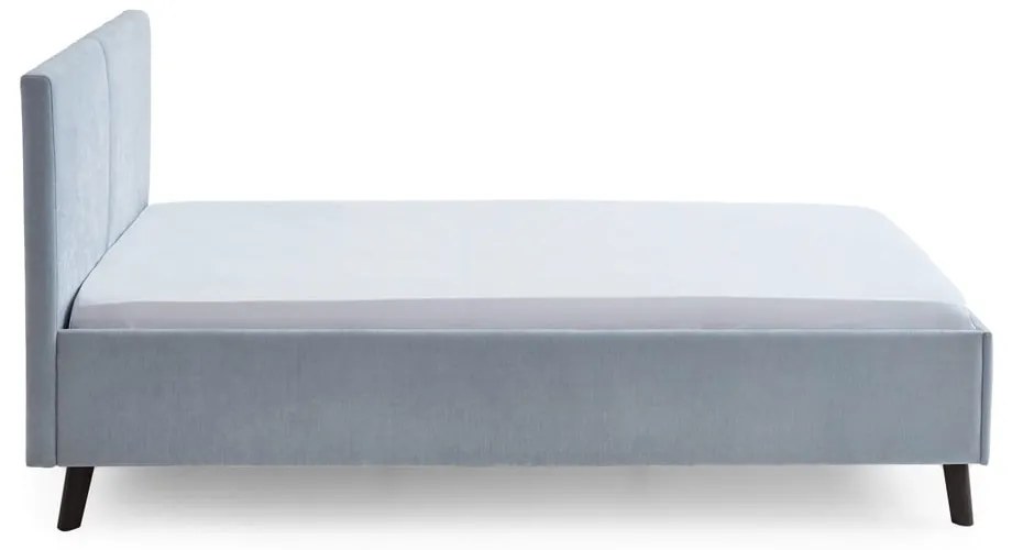 Világoskék kárpitozott franciaágy ágyráccsal 140x200 cm Piano – Meise Möbel