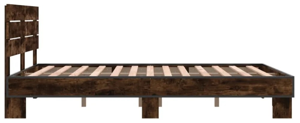 füstös tölgy színű szerelt fa és fém ágykeret 140x190 cm