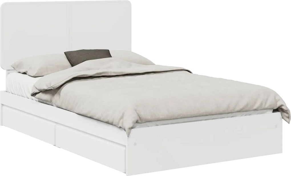 vidaXL Tárolós Ágy fejtámlával fiókkal Fehér 120 x 190 cm Faanyag