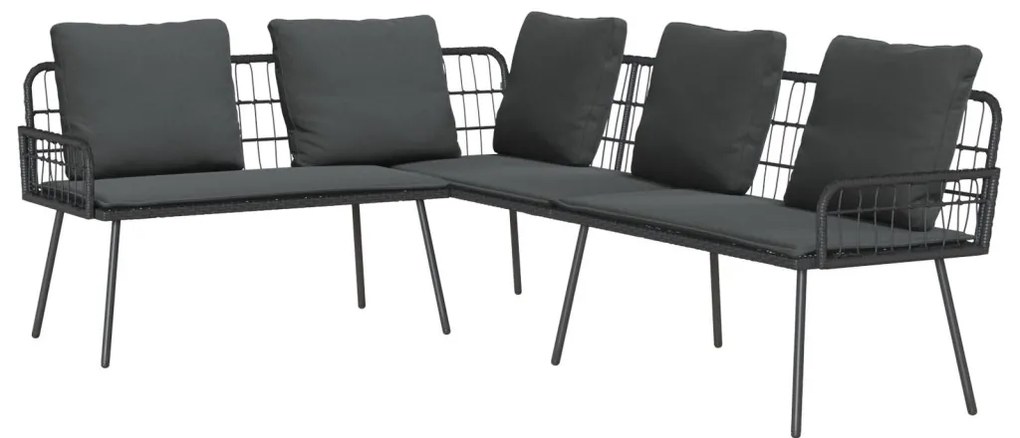 4 részes kertibútor szett párnákkal Fekete Poli Rattan
