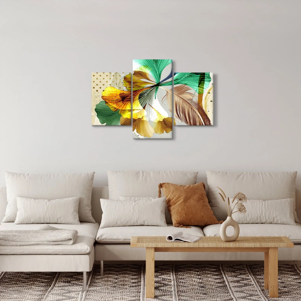 Kép - Levelek tollal (90x60 cm)