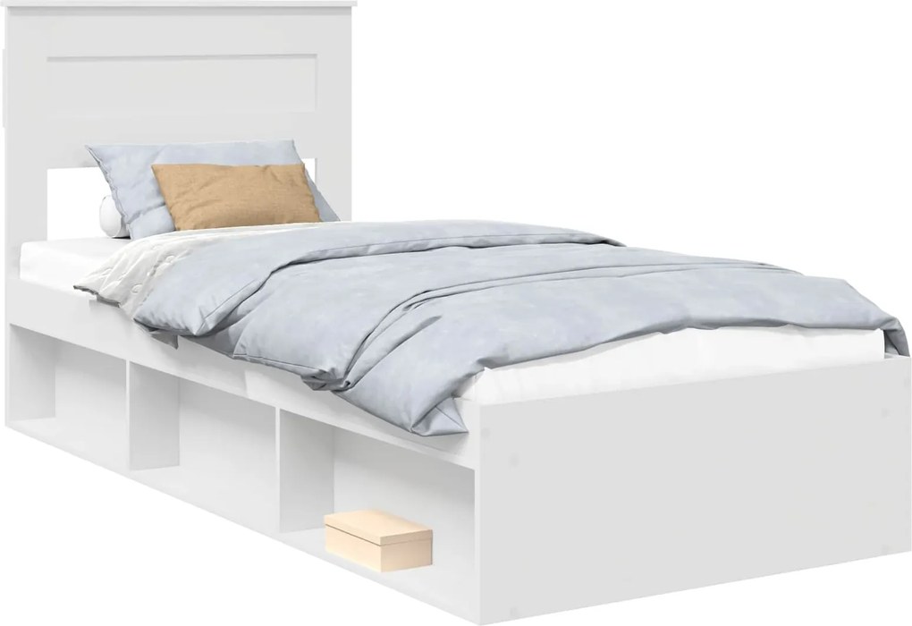 vidaXL Ágykeret fejtámlával Fehér 100 x 200 cm Tömör fenyőfa