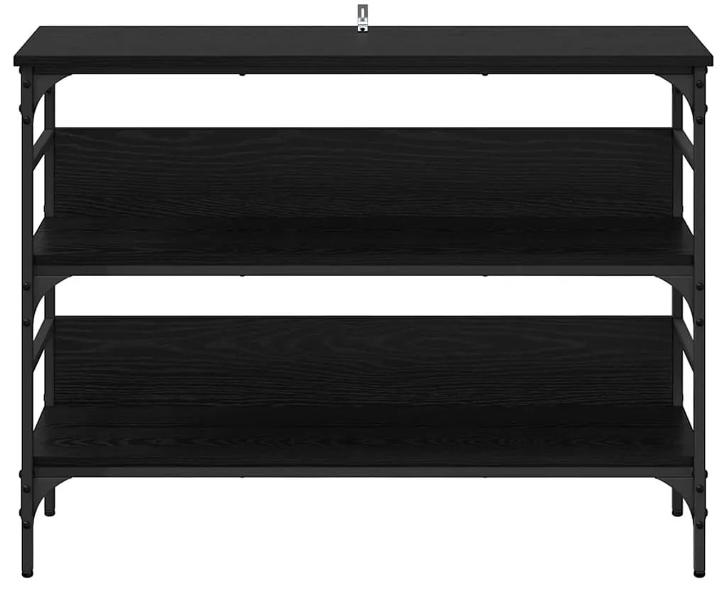 Konzolasztal polcokkal Musta tammi 100 x 32 x 75 cm Faanyag