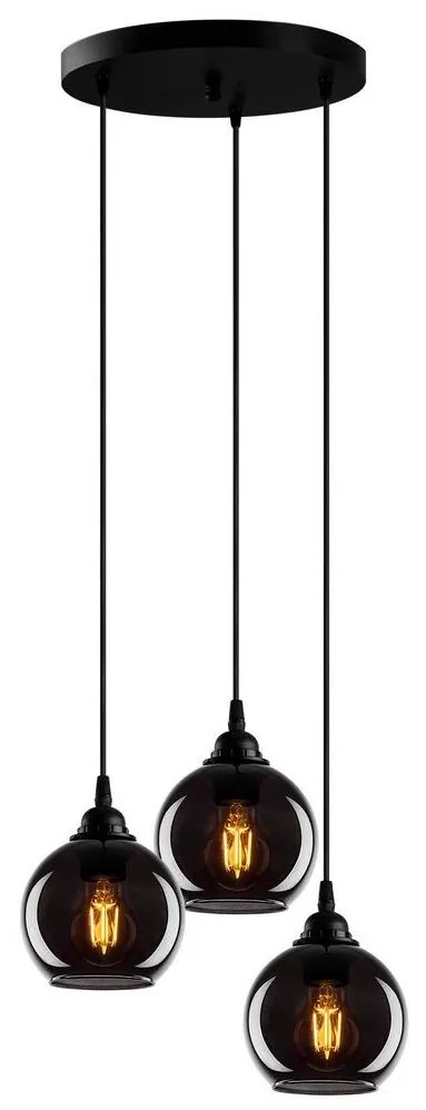 Csillár zsinóron SMOKED 3xE27/40W/230V